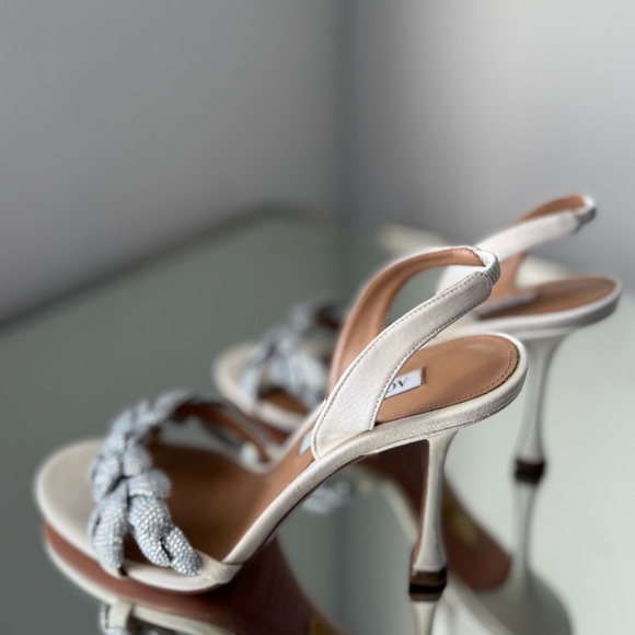 Aquazzura Galactic Flower 95 satin sandals $1,450 37.5 - Picture 6 of 14